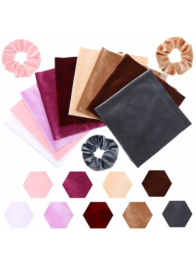 Chuangdi 12 Pieces Velvet Fabric 12 Colors Velvet Hair Scrunchies Making Kit with 1 m Elastic Bands Tie Ropes for Women DIY Hair Supplies  - Image 5