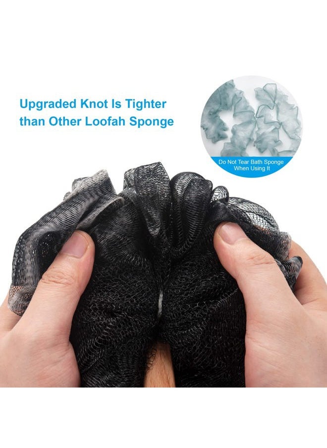 AmazerBath - Shower Sponge Loofah Back Scrubber, PE Soft Mesh Loofah Body Scrubber with Long Wooden Handle, Bath Sponge for Men Women (Black) - Image 1
