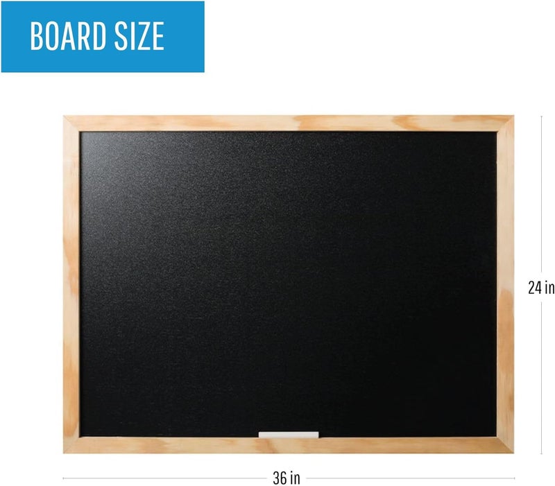 MasterVision Pine Wood Frame Chalkboard - 24" x 36" - Image 2