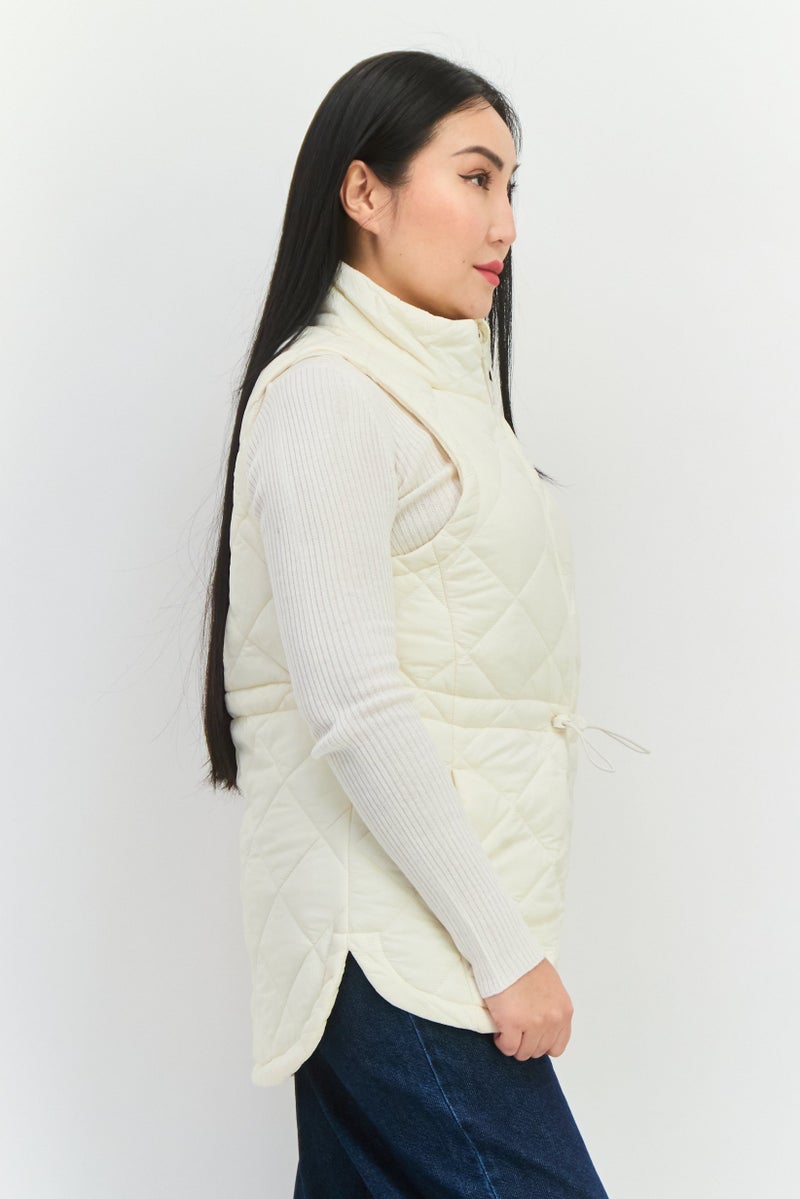 Bearpaw Women Quilted Vest Jacket, Cream - Image 4
