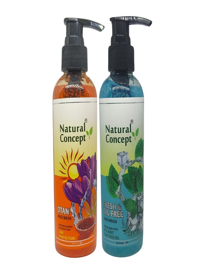 Natural Concept Dtan facewash and Mint facewash 125ml (Pure Kesar & Mint extracts, Mint facewash for cooling effect & Kesar for tan remove, remove oil)