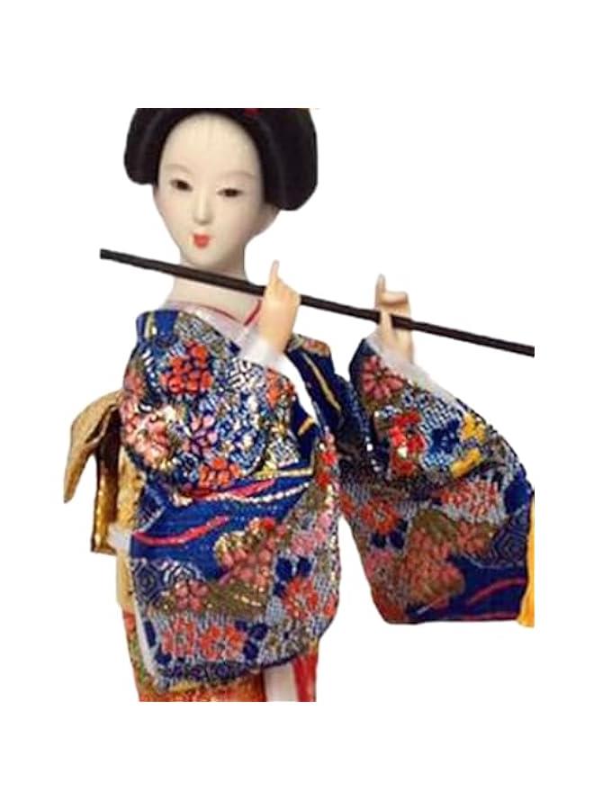 12 Japanese Geisha Lady Statuette Ornament Collectible Traditional Kimono Dolls Ethnic Japanese Geisha Dolls for Home Table, Blue and Red - Image 5
