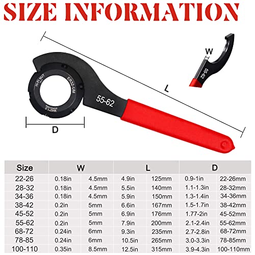 GallopMax 9Pcs Coilover Spanner Wrench Set, Universal Spanner Wrenches Motorcycle Shock Wrench Adjustable Carbon Steel Coil Over Adjustment Tool (Red) - Image 3