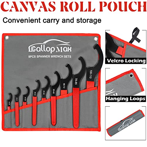 GallopMax 9Pcs Coilover Spanner Wrench Set, Universal Spanner Wrenches Motorcycle Shock Wrench Adjustable Carbon Steel Coil Over Adjustment Tool (Red) - Image 4