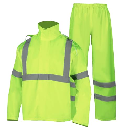 FONIRRA Hi Vis Safety Rainsuit for Men Waterproof Yellow Reflective Class 3 Rain Jacket Gear Pants(L/XL) - Image 1