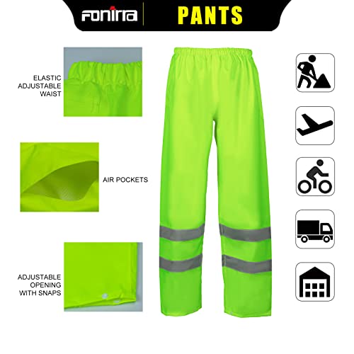FONIRRA Hi Vis Safety Rainsuit for Men Waterproof Yellow Reflective Class 3 Rain Jacket Gear Pants(L/XL) - Image 4