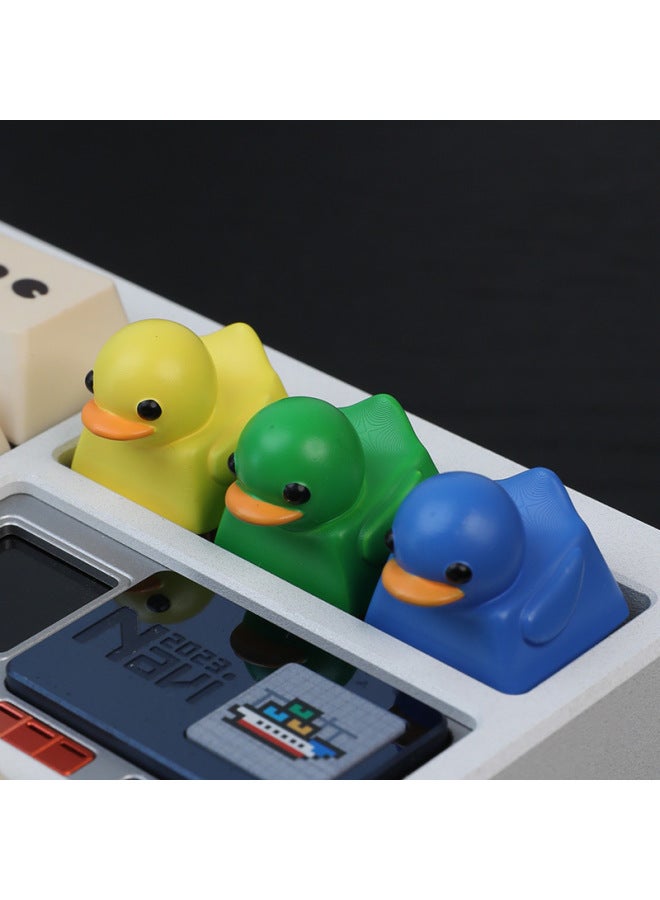 Personalized Resin Decompression Small Fat Duck Key Cap Small Yellow Duck Cross Shaft Mechanical Keyboard Key Cap Single Cute Cap-Color:Blue Duck - Image 4