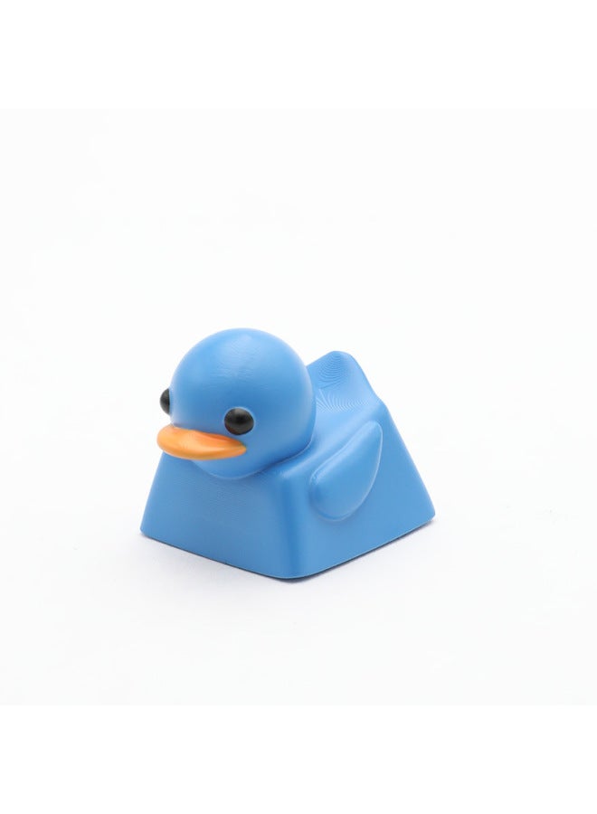 Personalized Resin Decompression Small Fat Duck Key Cap Small Yellow Duck Cross Shaft Mechanical Keyboard Key Cap Single Cute Cap-Color:Blue Duck - Image 1