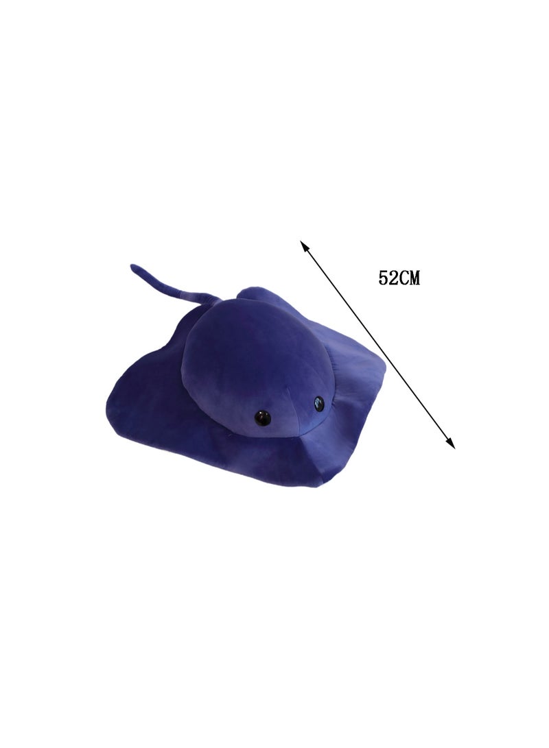52 CM Cute Ray Plush Toy Soft Stuffed Marine Animals Doll For Girls And Boys All Ages Gift （Blue） - Image 2