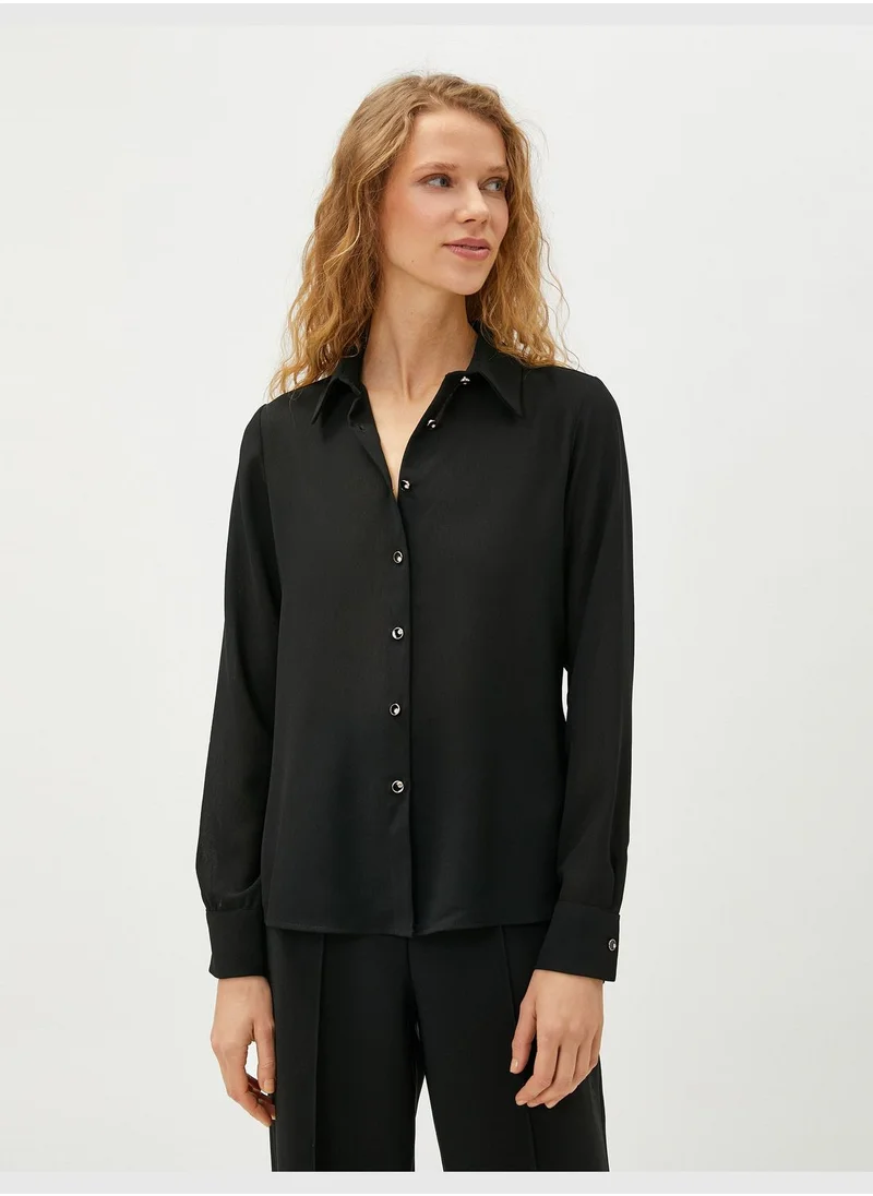 كوتون Button Detail Shirt Long Sleeve