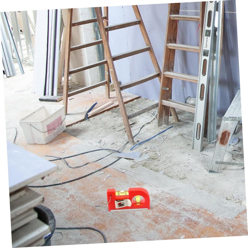 Red Mini Pocket Level with Clip and Hanging Chain for DIY Surveying Ceiling Installation - Image 5