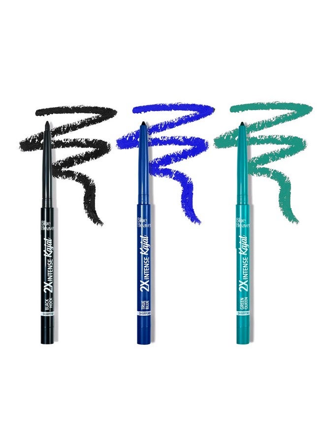 بلو هيفن مجموعة Blue Heaven من 3 قطع من أقلام الكحل الناعمة (أسود)، وقلم الكحل الناعم (أزرق)، وقلم الكحل الناعم (أخضر) بلمسة نهائية غير لامعة، متعددة الألوان - Image 1