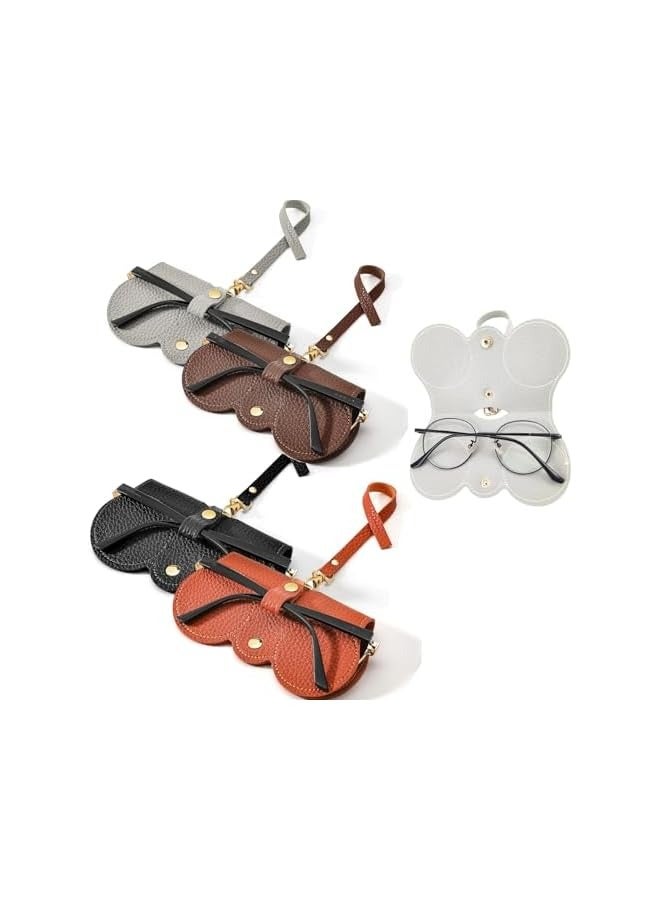 PROMASS 5 Pcs Soft Leather Sunglasses Bag, Portable Slim Glasses Case, Travel Protective Cover for Glasses, Glasses Case with Belt Clip  - Image 1