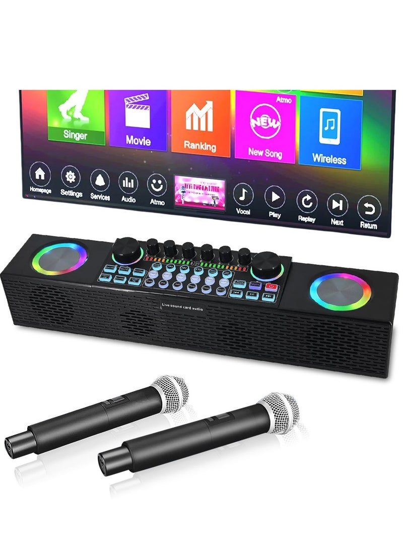 FlashHawk Microphone Kit with Live Sound Card Audio Mixer, Adjustable Mic for Home KTV / Live Broadcast / Karaoke, 4000mAh, SY6 - Image 1