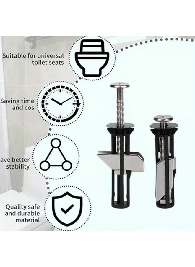 Universal Toilet Seat Fastener Bolt Kit 4pcs Replacement Screws And Nut Set - Image 3