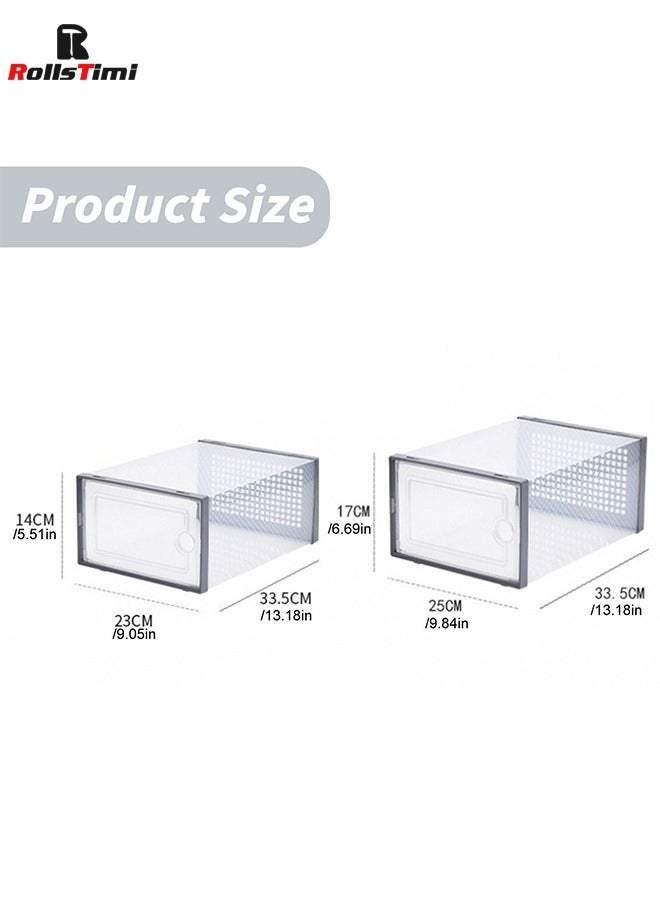 RollsTimi  12 pcs Shoe Box, Shoe Storage Boxes Clear Plastic Stackable, Shoe Organizer Containers with Lids,Black - Image 3