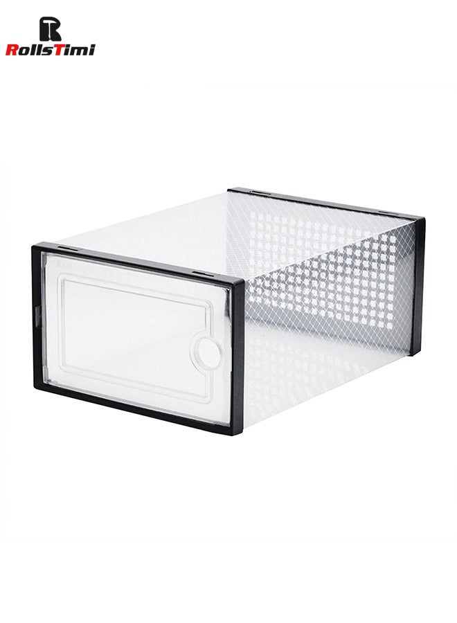 RollsTimi  12 pcs Shoe Box, Shoe Storage Boxes Clear Plastic Stackable, Shoe Organizer Containers with Lids,Black - Image 2