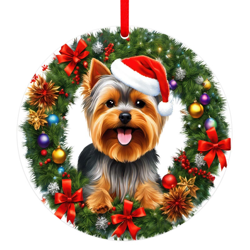 سيكوهوم Sicohome Yorkshire Terrier Christmas Ornament Yorkshire Terrier Gifts for Women and Dog Lovers Yorkshire Terrier Terrier Tree Tree Round Round With Hift Box XMAS FORKSHIRE GIF GIF - Image 1