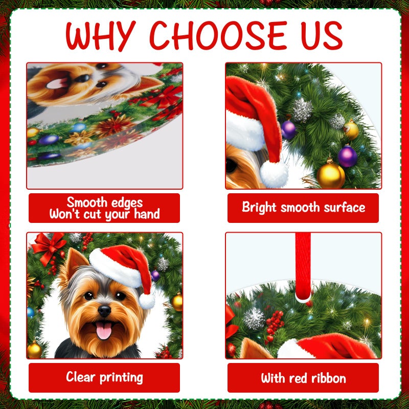 سيكوهوم Sicohome Yorkshire Terrier Christmas Ornament Yorkshire Terrier Gifts for Women and Dog Lovers Yorkshire Terrier Terrier Tree Tree Round Round With Hift Box XMAS FORKSHIRE GIF GIF - Image 5