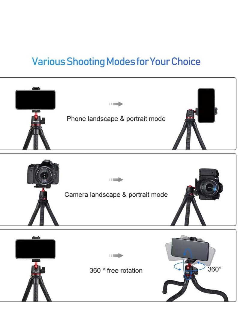ULANZI Camera Tripod, Mini Flexible Stand w Hidden Phone Holder w Cold Shoe Mount, 1/4'' Screw f Magic Arm, Universal f iPhone 17 16 15 14 Pro Max XS Max X Samsung Canon Nikon Sony DJ Pocket 3 Cameras - Image 5