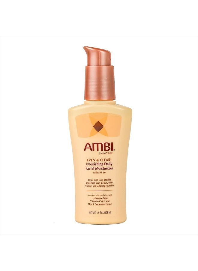 ambi Even & Clear Daily Facial Moisturizer SPF 30 Helps Even Tone Skin Softening Sun Protection Hyaluronic Acid Aloe Aloe Vera Gel Sensitive Skin Fragrance Free, 3.5 Ounce  - Image 1