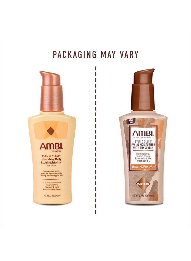 ambi Even & Clear Daily Facial Moisturizer SPF 30 Helps Even Tone Skin Softening Sun Protection Hyaluronic Acid Aloe Aloe Vera Gel Sensitive Skin Fragrance Free, 3.5 Ounce  - Image 2