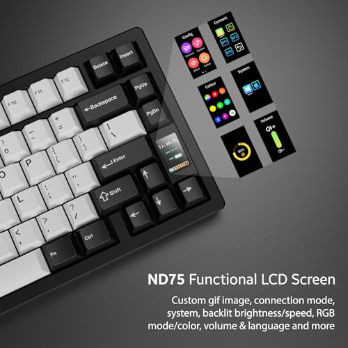 OOCTPK Chilkey ND75 Aluminum Keyboard 75% Percent Wireless Gaming Mechanical Keyboard with LCD Screen, Quick Assembly, BT/2.4G/USB-C, Hot Swappable Per-key RGB Custom Black Key Board for Laptop Office PC - Image 4