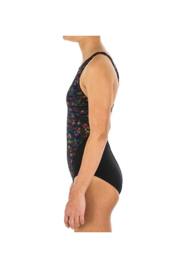 NABAIJI Girls’ swimming 1-piece swimsuit - 500 Kamiye fire black yellow - Image 2
