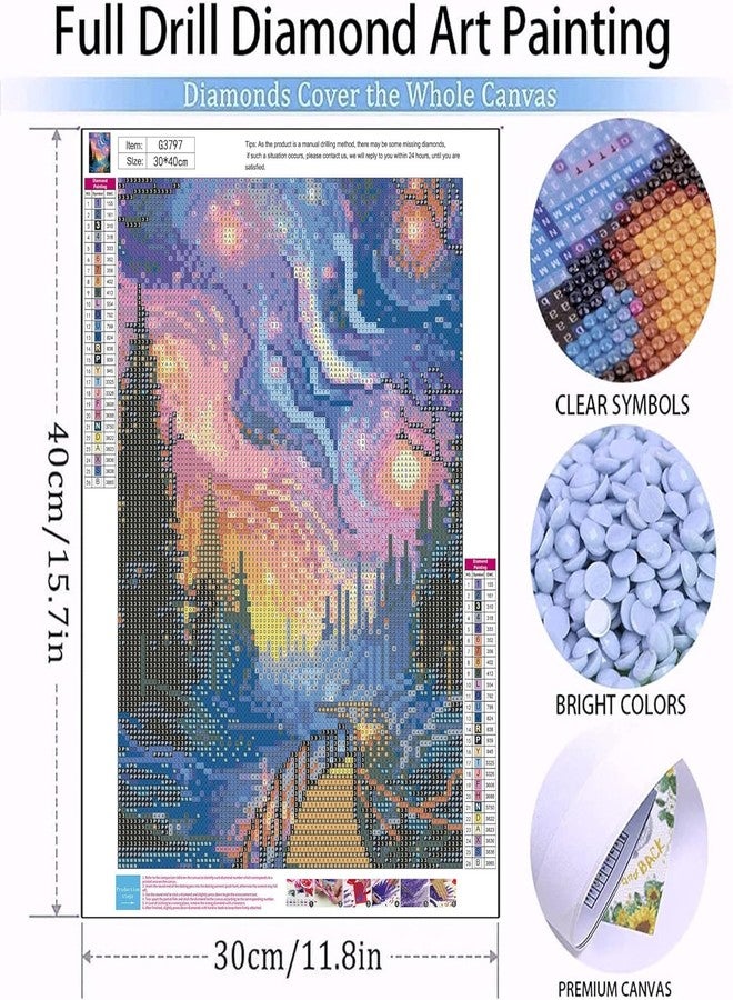 TREXEE Starry Sky Diamond Painting Kits for Adults & Kids DIY 5D Diamond Art Kits for Adults, Diamond Paint By Numbers Round 5D Abstract Landscape Gem Art Kits for Adult DIY Crafts Kits for Home Wall Decor Gifts(16x12inch) Without frame - Image 2