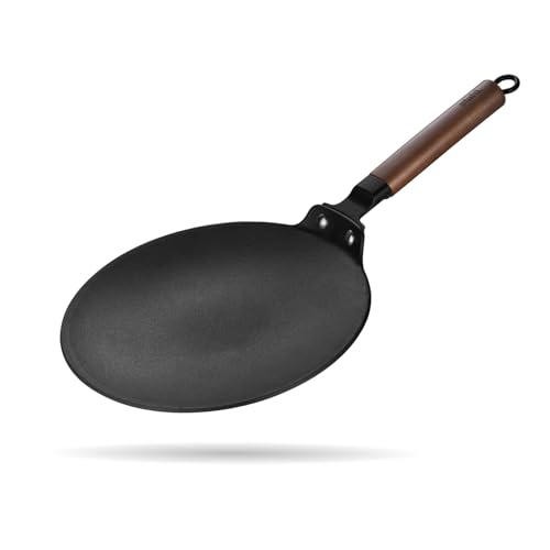 Stahl Blacksmith Signature 26 cm Cast Iron Roti Tawa | for Fluffier Rotis, Crispier Parathas & Golden Chillas | Induction & Gas Stove Compatible | Acacia Wood Handle - Image 1
