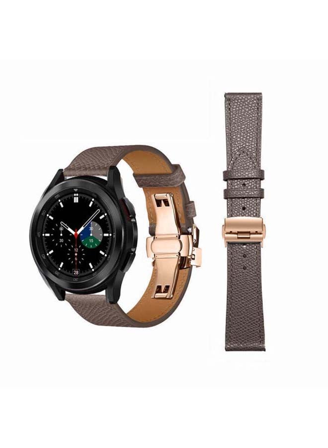 Perfii Genuine Leather Replacement Band For Samsung Galaxy Watch4 42/46mm Gray Lines - Image 1