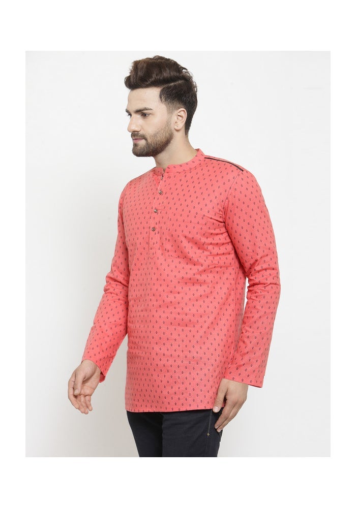 ARCHATTIRE Men’s Cotton Dark Peach Printed Kurta for Men - Image 3