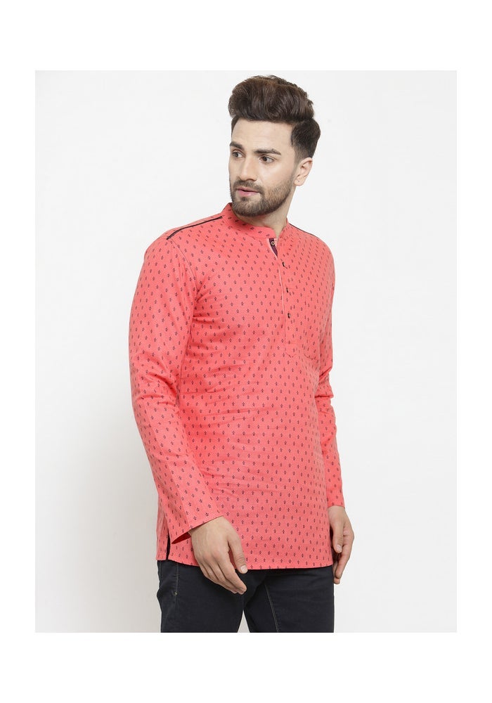 ARCHATTIRE Men’s Cotton Dark Peach Printed Kurta for Men - Image 2