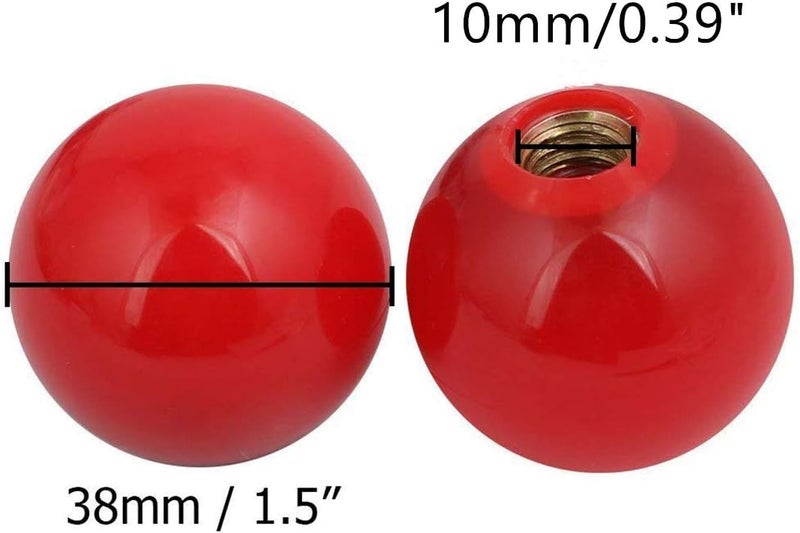 COMOK Red 5pcs 38mm Diameter 10mm Hole Diameter Mounded Threaded Handling Round Ball Knob - Image 2