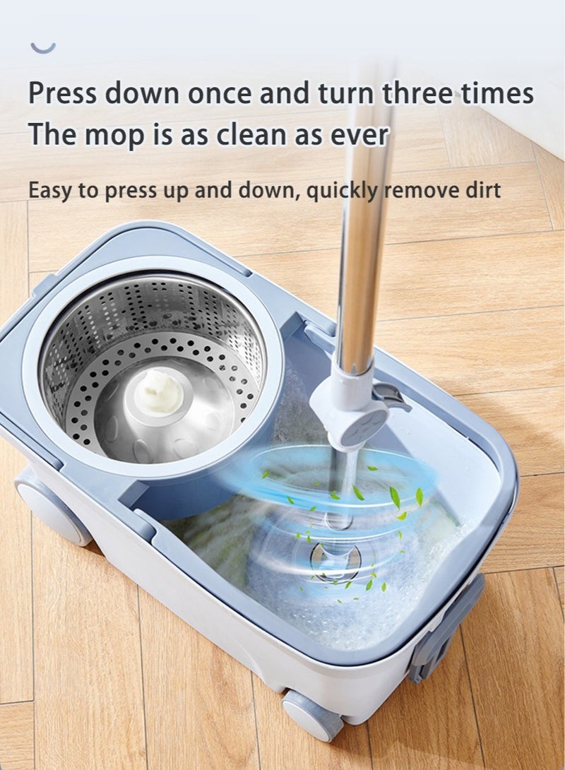 Hihonor 360 Degree Spin Mop Set With Additional Refill Telescopic Handle Microfiber Mop Head Assorted With Drain Plug Blue  - Image 5