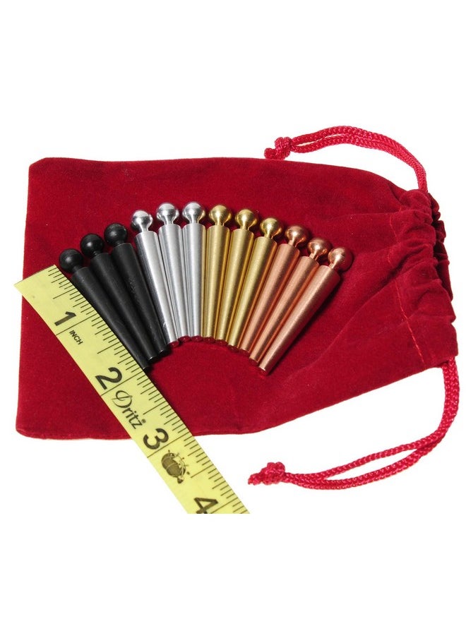 Deluxe Games and Puzzles Metal Cribbage Pegs Extra Large Ball Top, Set Of 12 Pegs In 4 Colors, For Specialized Cribbage Boards, Soft Red Velveteen Storage Pouch  - Image 2