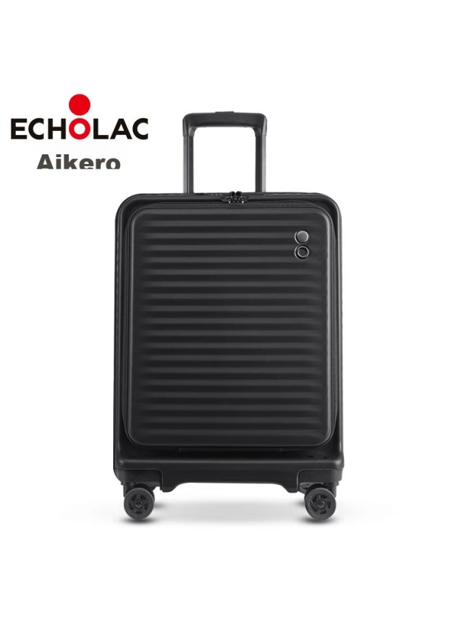 إيكولاك Echolac Front-opening Expandable Suitcase, حقيبة سفر عالية الجودة Tsa Pc183f, 24 بوصة, أسود - Image 1