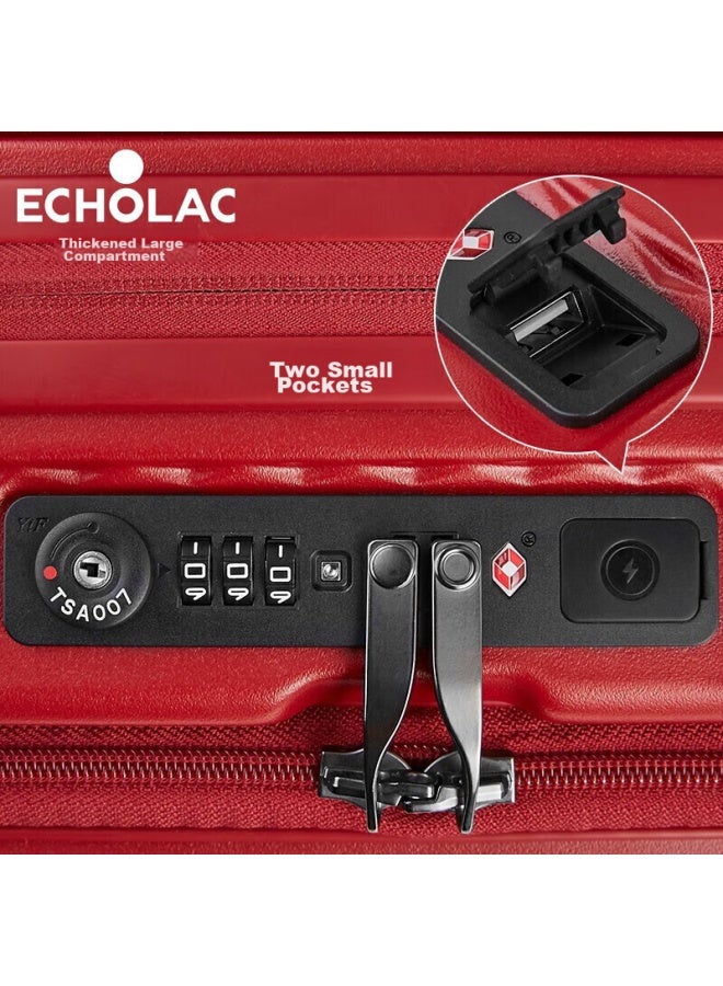 إيكولاك Echolac Front-opening Expandable Suitcase, حقيبة سفر عالية الجودة Tsa Pc183f, 24 بوصة, أسود - Image 3