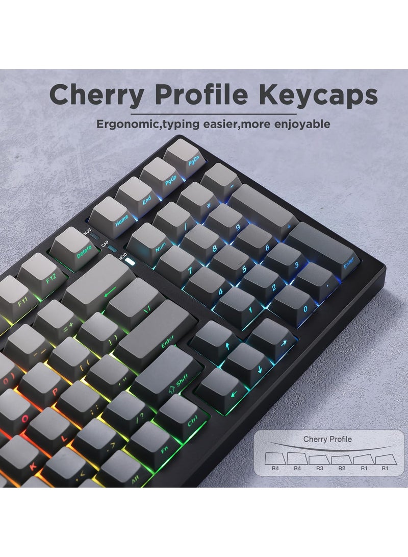 AULA Black Gray Gradient Dye Sub PBT Keycaps 136-key Double Shot Dual-Process Side Printed Shine Custom Keycap Set for Mechanical Gaming Keyboards - Image 4