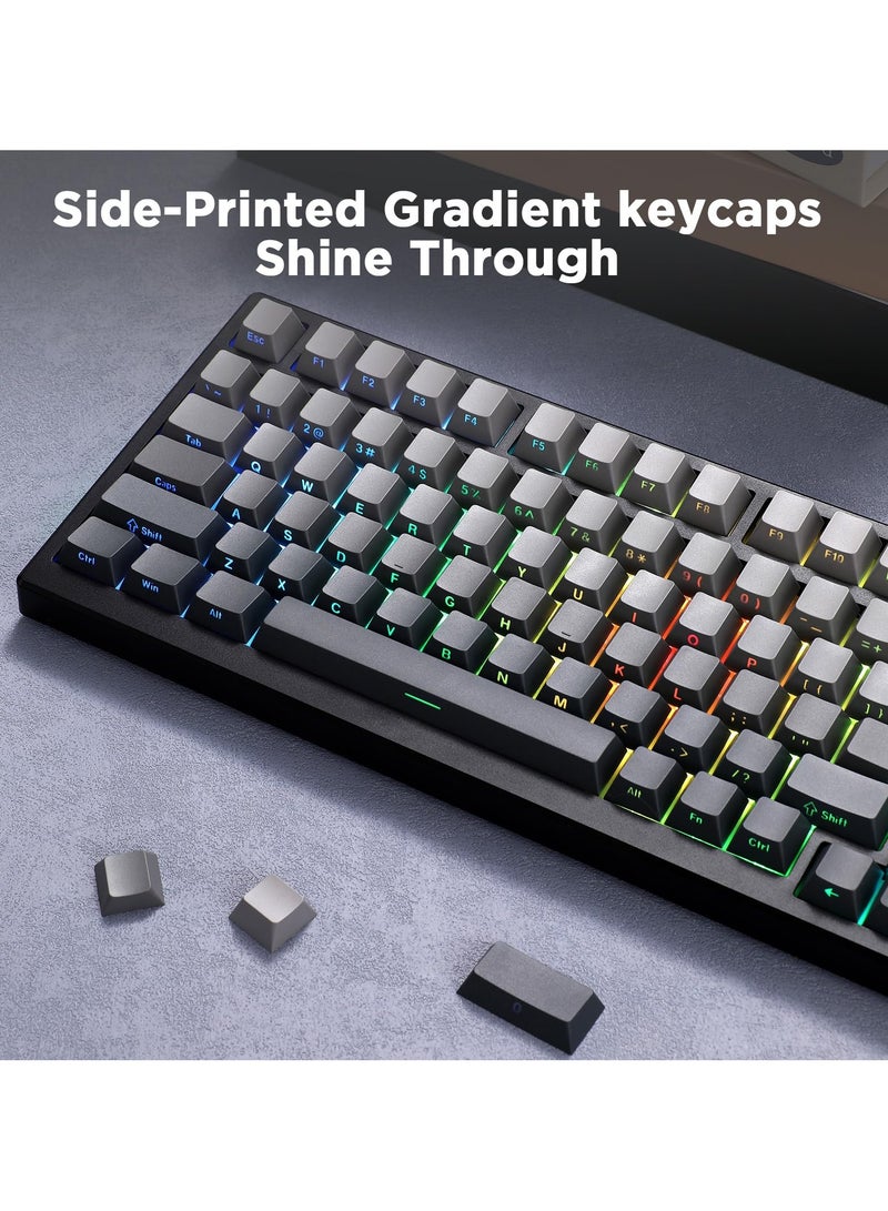 AULA Black Gray Gradient Dye Sub PBT Keycaps 136-key Double Shot Dual-Process Side Printed Shine Custom Keycap Set for Mechanical Gaming Keyboards - Image 5