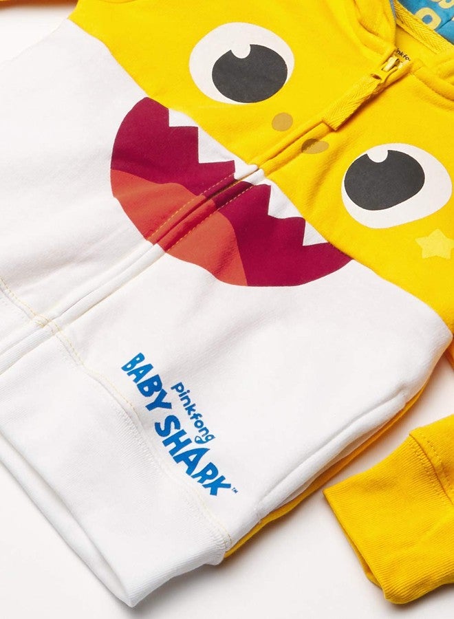 Pinkfong Boys Zip Up Big Face Hoodie-Baby Shark Yellow Toddler Size 2T-5T, 3T - Image 3