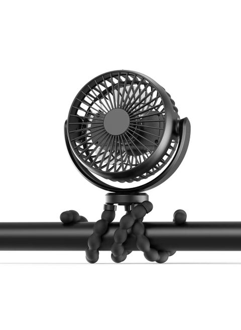 AMACOOL battery powered baby stroller fan, flexible tripod clamp fan with 3-speed and rotatable handheld personal fan, suitable for car seats, cribs, bicycles, and treadmills (black)