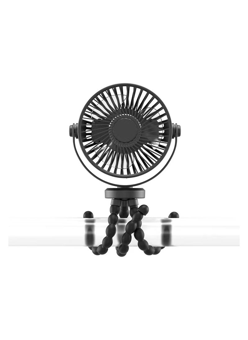 AMACOOL battery powered baby stroller fan, flexible tripod clamp fan with 3-speed and rotatable handheld personal fan, suitable for car seats, cribs, bicycles, and treadmills (black)