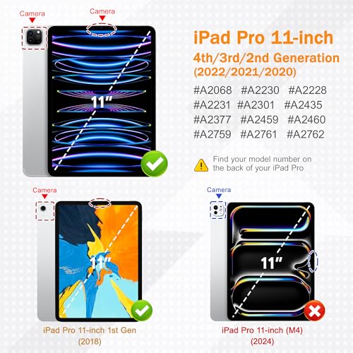May Chen for iPad Pro 11 inch M2 4th Generation 2022, iPad Pro 11 3rd/2nd/1st Gen, Case with Transparent Shockproof Back Cover [Built-in Pencil Holder, Auto Sleep/Wake, Bows Blue - Image 2