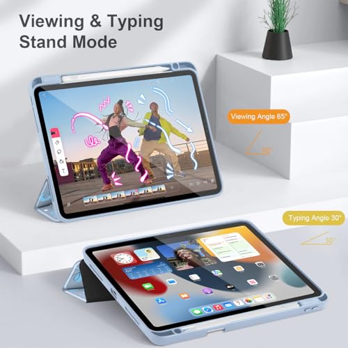 May Chen for iPad Pro 11 inch M2 4th Generation 2022, iPad Pro 11 3rd/2nd/1st Gen, Case with Transparent Shockproof Back Cover [Built-in Pencil Holder, Auto Sleep/Wake, Bows Blue - Image 5
