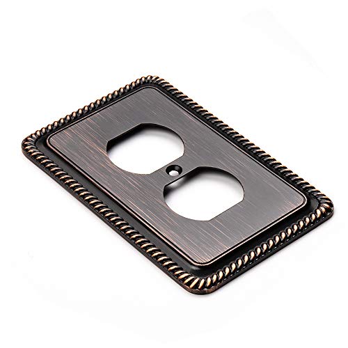 Henne Bery Rope Edge Decorative Wall Plate Switch Plate Outlet Cover (Single Duplex, 3 Pack, Aged Bronze) - Image 2
