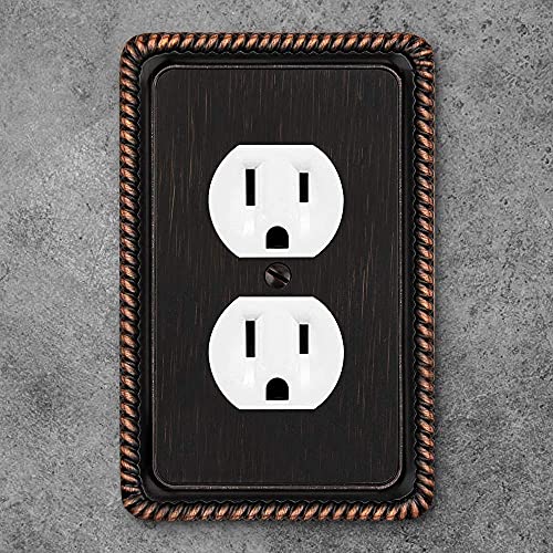 Henne Bery Rope Edge Decorative Wall Plate Switch Plate Outlet Cover (Single Duplex, 3 Pack, Aged Bronze) - Image 4