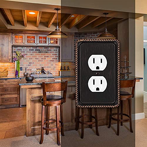 Henne Bery Rope Edge Decorative Wall Plate Switch Plate Outlet Cover (Single Duplex, 3 Pack, Aged Bronze) - Image 5