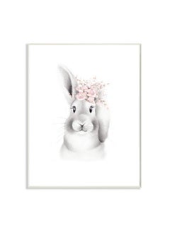 Stupell Industries The Kids Room By Stupell Sketched Fluffy Bunny Flowers Oversized Wall Plaque Art 12.5 X 0.5 X 18.5 Proudly Made In Usa  - Image 1