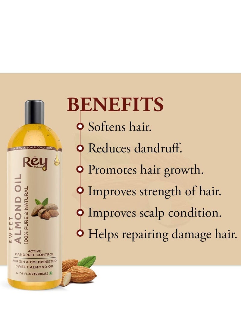ري زيت شعر اللوز من ري ناتشورالز نقي 100% ومعصور على البارد لبشرة الشعر ونمو الشعر والقشرة 200 مل - Image 2
